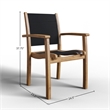Curated Maison Perrin Stacking Teak Outdoor Dining Armchair in Black (Set of 4)