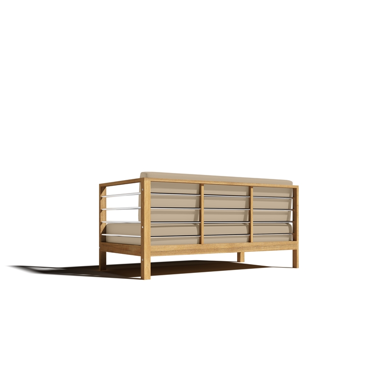 Curated Maison Leon Teak Outdoor Sectional Right Sofa with Fawn Cushion