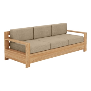 Curated Maison Lothair Teak Deep Seating Outdoor Sofa with Fawn Cushions