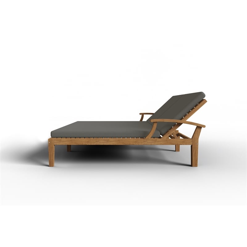 Curated Maison Delaine Outdoor Teak Double Reclining Sunlounger with Charcoal