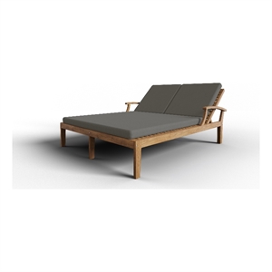 Curated Maison Delaine Outdoor Teak Double Reclining Sunlounger with Charcoal