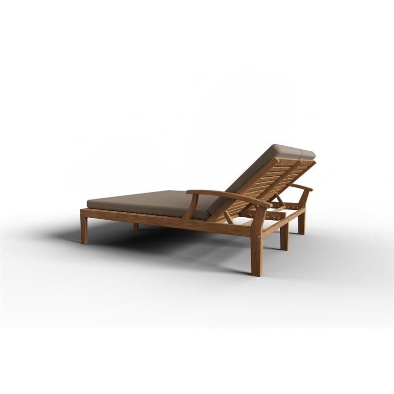 Curated Maison Delaine Outdoor Teak Double Reclining Sunlounger w/ Fawn Cushion