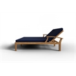 Curated Maison Delaine Outdoor Teak Double Reclining Sunlounger w/ Navy Cushion