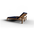 Curated Maison Delaine Outdoor Teak Double Reclining Sunlounger w/ Navy Cushion