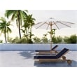 Curated Maison Elie Teak Outdoor Reclining Sunlounger in Blue with Wheels