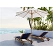Curated Maison Elie Teak Outdoor Reclining Sunlounger in Blue with Wheels