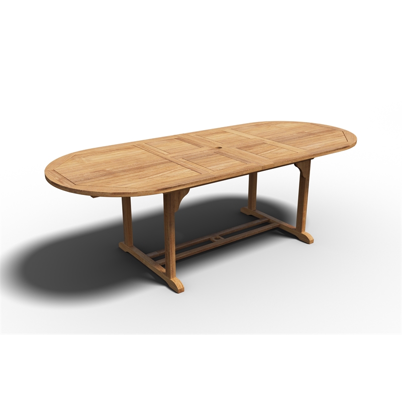 Curated Maison Amelie Outdoor Dining Table w/ Extension & Umbrella Hole Natural