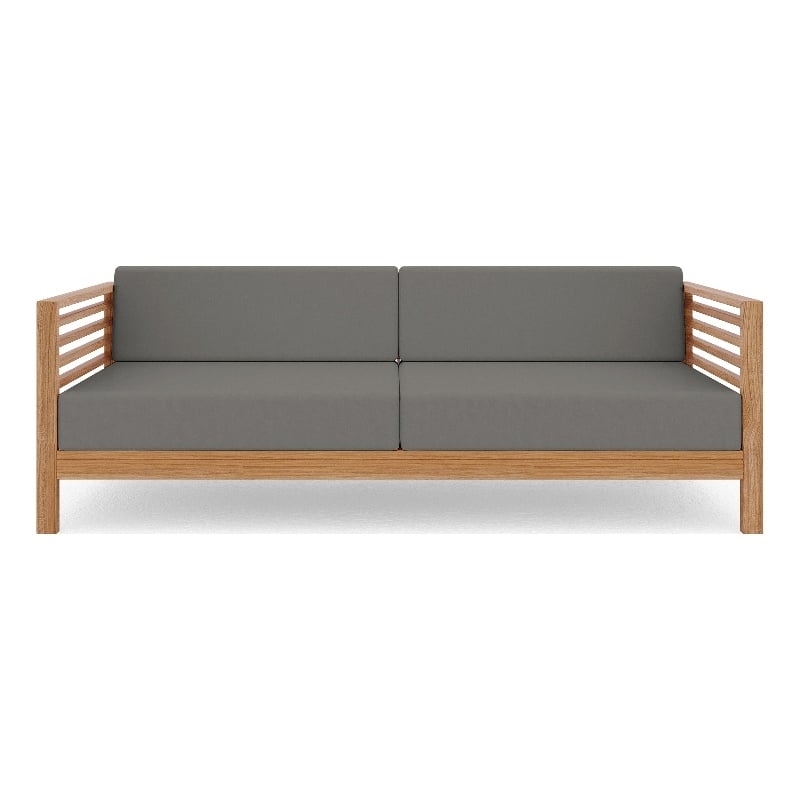 Curated Maison Sylvie 3-Person Teak Outdoor Sofa with Charcoal Cushions