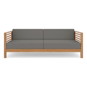 Curated Maison Sylvie 3-Person Teak Outdoor Sofa with Charcoal Cushions