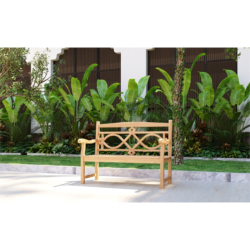 Curated Maison Liane 2-Person Teak Outdoor Bench in Natural