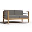 Curated Maison Leon 3-Person Teak Outdoor Sofa with Charcoal Cushions