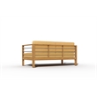 Curated Maison Leon 3-Person Teak Outdoor Sofa with Dupione Cornsilk Yellow