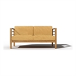 Curated Maison Leon 3-Person Teak Outdoor Sofa with Dupione Cornsilk Yellow