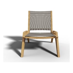 Curated Maison Laurent Teak Outdoor Sling Chat Chair in Gray