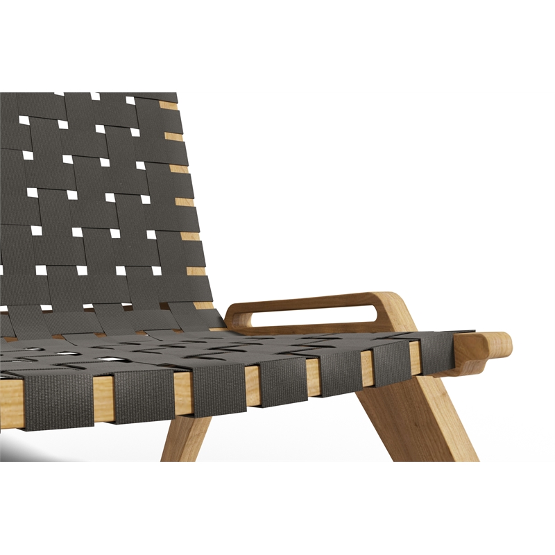 Curated Maison Laurent Teak Outdoor Woven Chat Chair in Gray