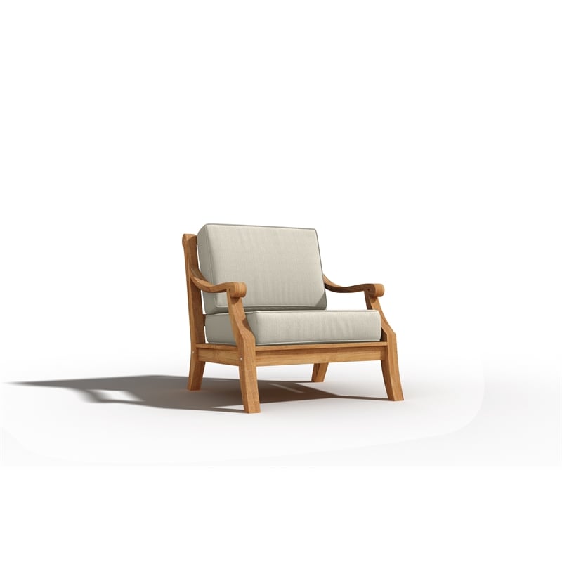 Curated Maison Adrien 4-PC Teak Outdoor Patio Deep Seating Set w/ Cushions Tan