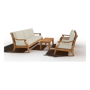 Curated Maison Adrien 4-PC Teak Outdoor Patio Deep Seating Set w/ Cushions Tan