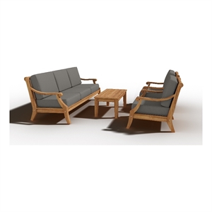 Curated Maison Adrien 4-Piece Teak Outdoor Patio Deep Seating Set with Charcoal