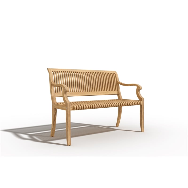 Curated Maison Clement 2-Person Teak Outdoor Bench in Natural