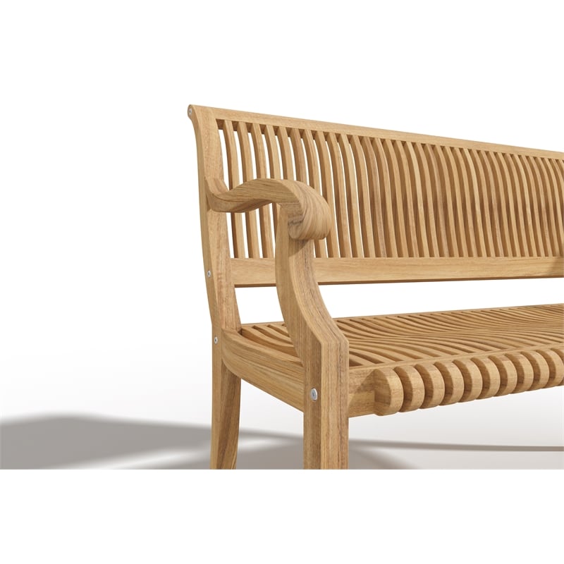Curated Maison Clement 2-Person Teak Outdoor Bench in Natural