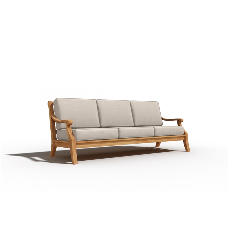 Curated Maison Adrien 87.25-inch Teak Deep Seating Outdoor Sofa w/ Beige