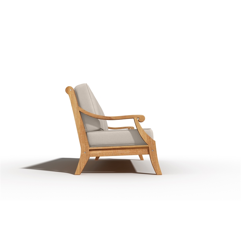 Curated Maison Adrien 87.25-inch Teak Deep Seating Outdoor Sofa w/ Beige