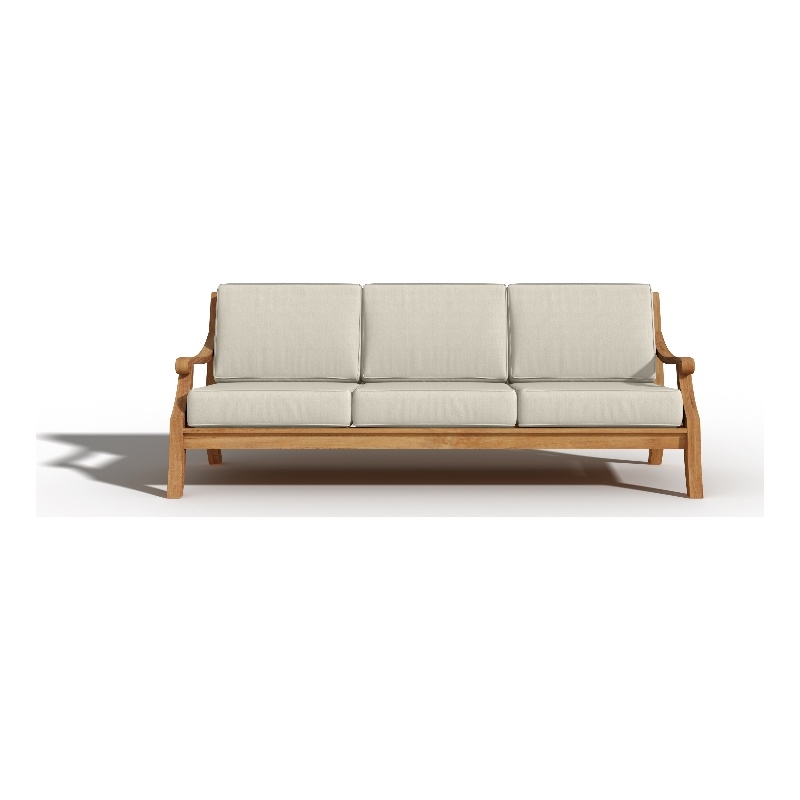 Curated Maison Adrien 87.25-inch Teak Deep Seating Outdoor Sofa w/ Cushion Tan
