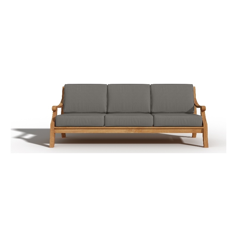 Curated Maison Adrien 87.25-inch Teak Deep Seating Outdoor Sofa with Charcoal