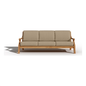 Curated Maison Adrien 87.25&quot Teak Deep Seating Outdoor Sofa with Fawn Cushion