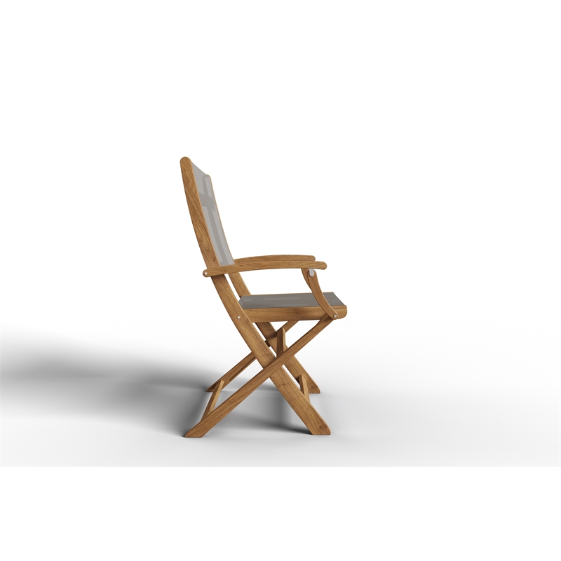 Curated Maison Cateline 7-Piece Rectangular Teak Outdoor Dining Set in Taupe