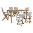 Curated Maison Cateline 7-Piece Rectangular Teak Outdoor Dining Set in White