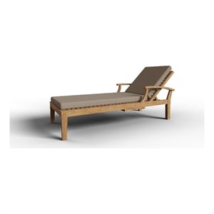 Curated Maison Delaine Outdoor Teak Reclining Sunlounger with Cushion In Fawn
