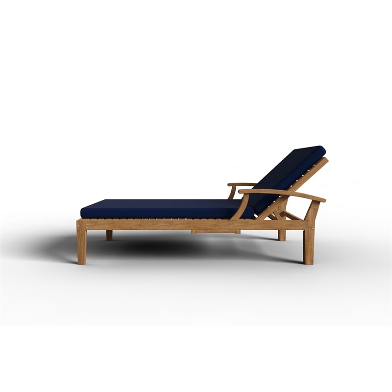 Curated Maison Delaine Outdoor Teak Reclining Sunlounger with Cushion In Navy