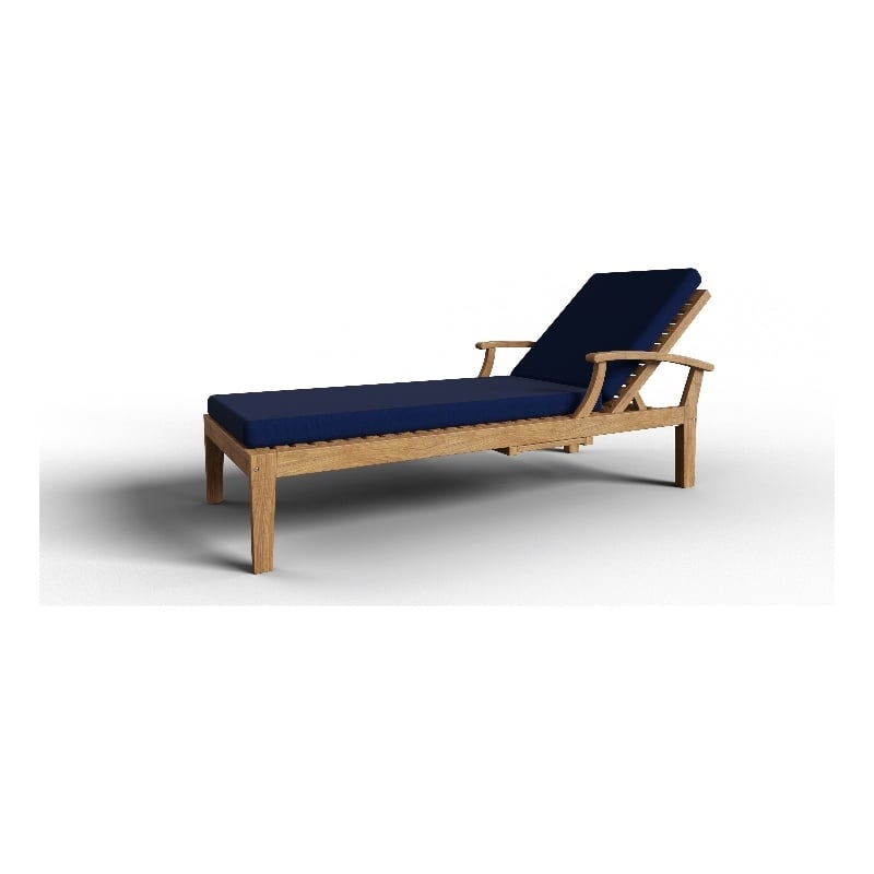Curated Maison Delaine Outdoor Teak Reclining Sunlounger with Cushion In Navy
