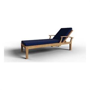 Curated Maison Delaine Outdoor Teak Reclining Sunlounger with Cushion In Navy