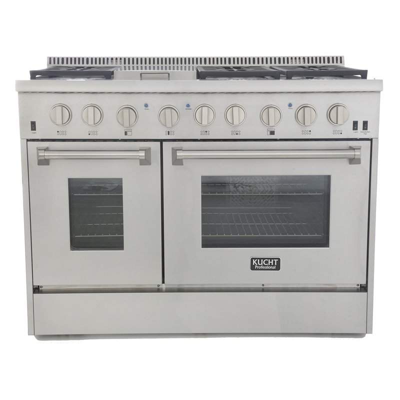 Kucht Professional Stainless Steel Dual Fuel Natural Gas Range in Silver