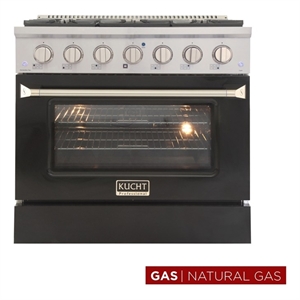 kucht professional 36&quot stainless steel natural gas range in silver/black