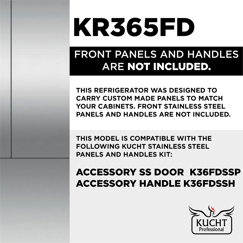 KUCHT 36 in. Built-In Panel Ready Refrigerator French Door