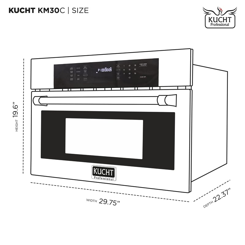 KUCHT 30 in 1.6 Cu.Ft. Stainless Steel Air Fryer & Convection Built In Microwave
