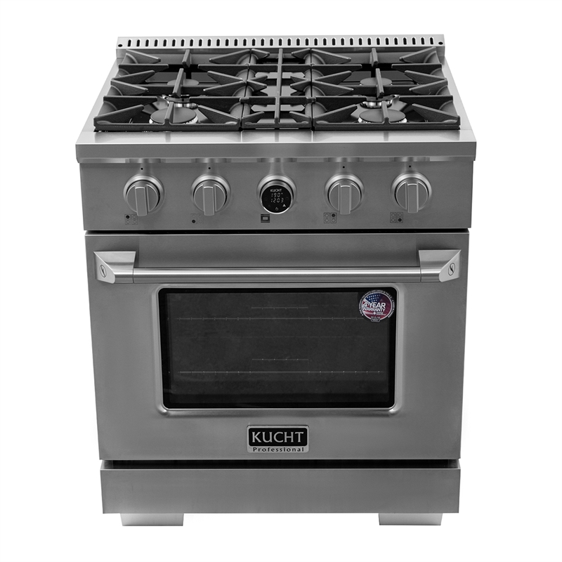 30 in. 4.2 cu. ft. 4 Burners Dual Fuel Range for Natural Gas in Stainless Steel