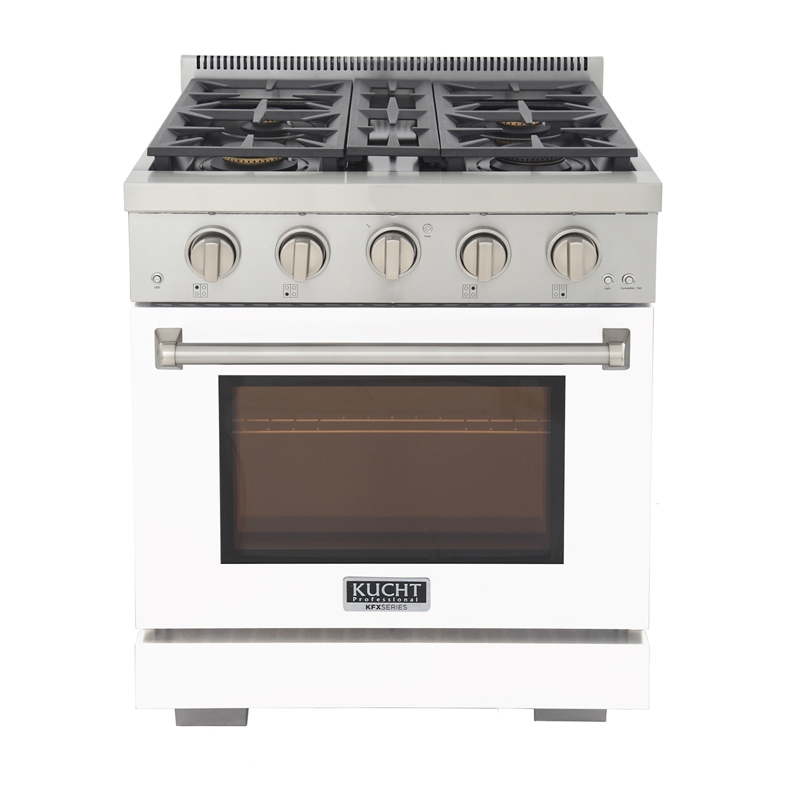 Professional 30-in Natural Gas Range in White with True Simmer Burners