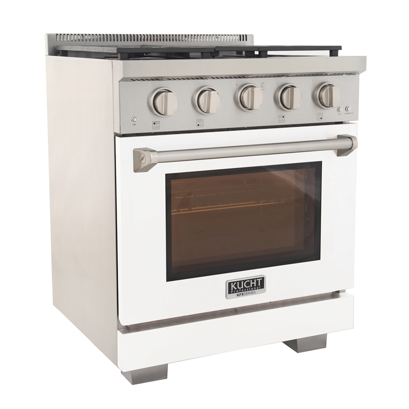 Professional 30-in Natural Gas Range in White with True Simmer Burners