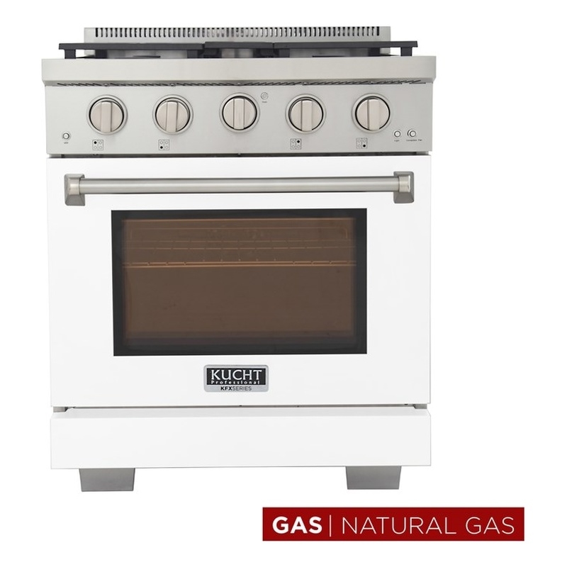 Professional 30-in Natural Gas Range in White with True Simmer Burners