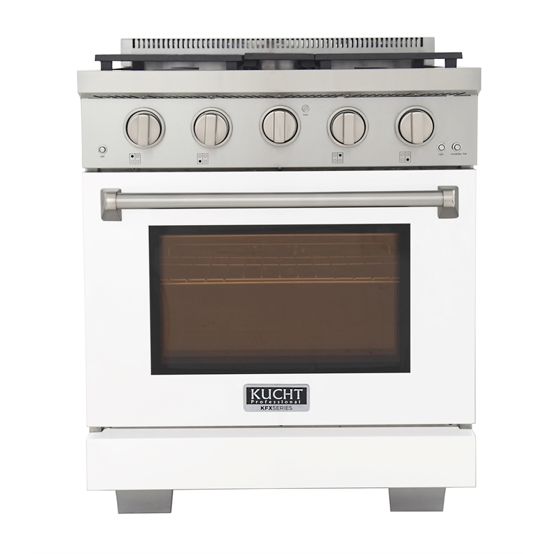 Professional 30-in Natural Gas Range in White with True Simmer Burners