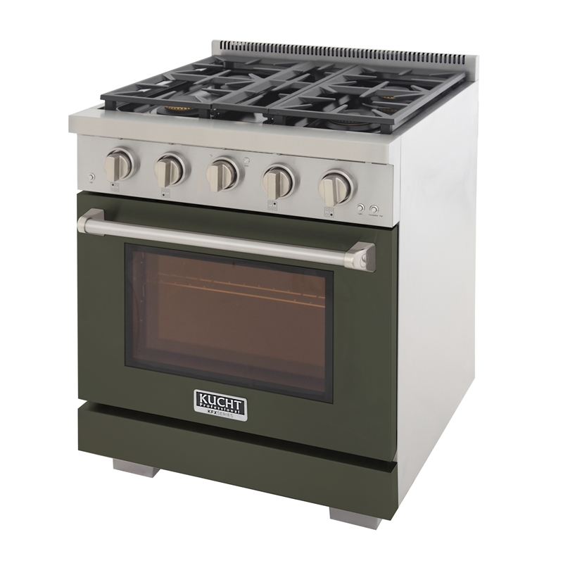 Professional 30-in Natural Gas Rang in Olive Green with True Simmer Burners