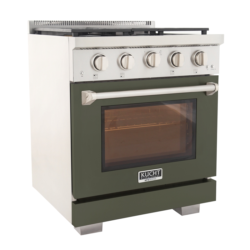 Professional 30-in Natural Gas Rang in Olive Green with True Simmer Burners