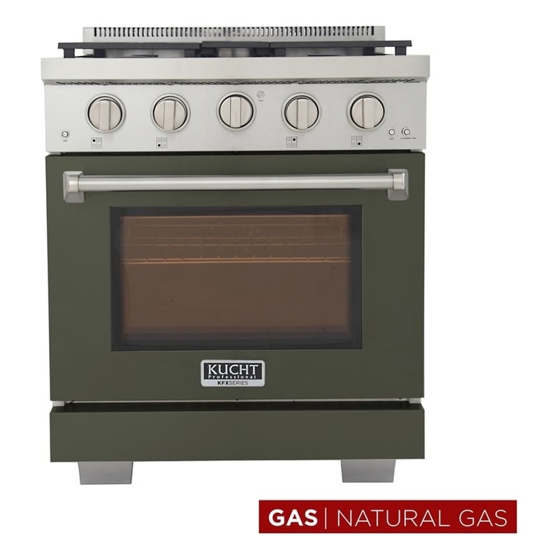 Professional 30-in Natural Gas Rang in Olive Green with True Simmer Burners