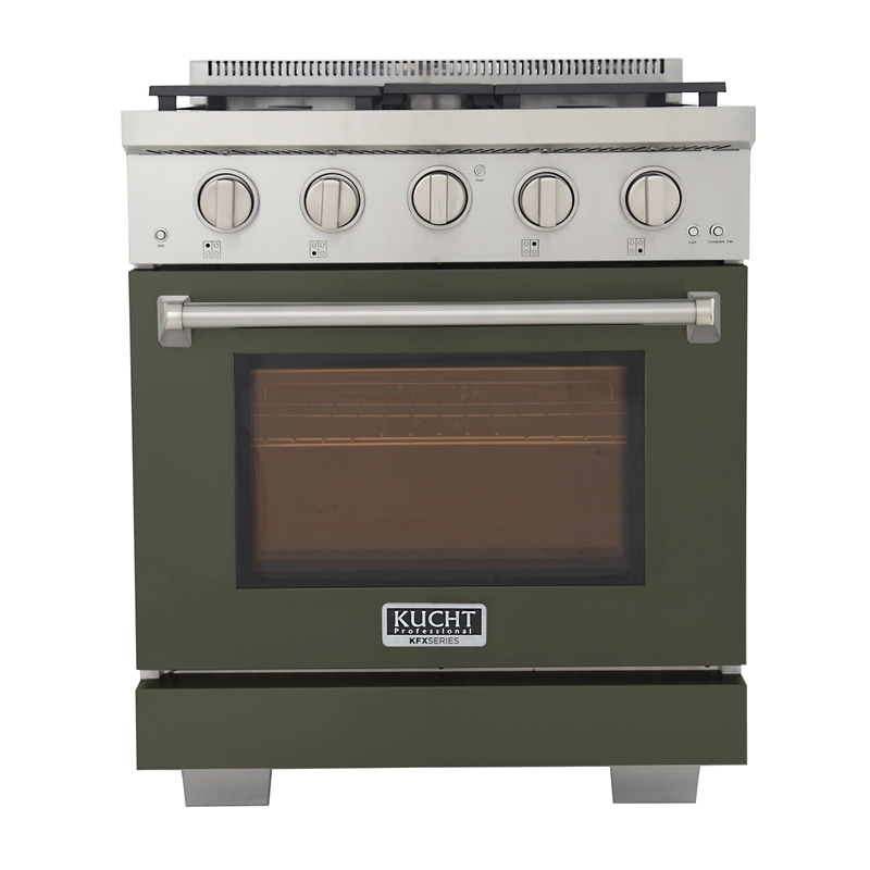 Professional 30-in Natural Gas Rang in Olive Green with True Simmer Burners