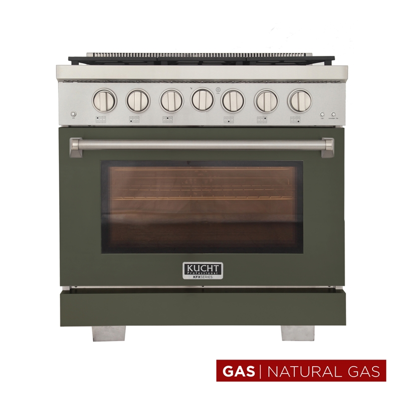 Professional 36-in Natural Gas Rang in Olive Green with True Simmer Burners