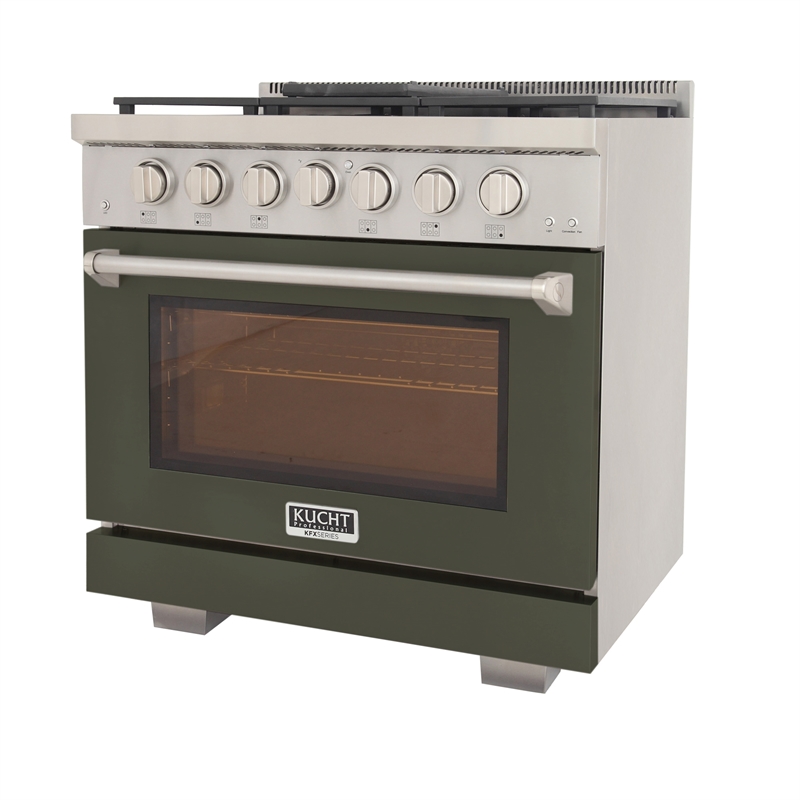 Professional 36-in Natural Gas Rang in Olive Green with True Simmer Burners